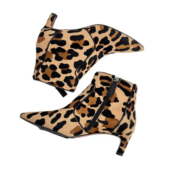 AQUATALIA Marilisa Leopard Weatherproof Genuine Calf Hair Heel Bootie Size 6 - Picture 4 of 9